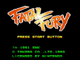 Fatal Fury title screen for Super Nintendo
